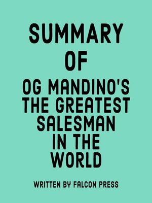 cover image of Summary of Og Mandino's the Greatest Salesman in the World